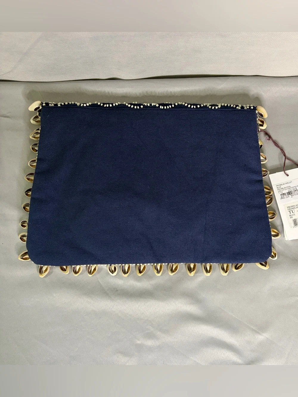 Antik Batik Navy Beaded Shell-Trim Envelope Clutch/Cross Body